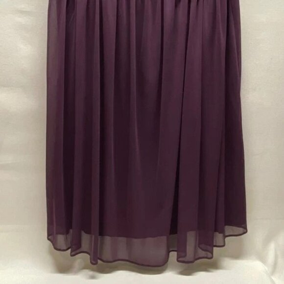 David’s Bridal Bridesmaid Dress Women's 14 Plum Short Mesh Cowl Back $129.95 NWT - Picture 4 of 16